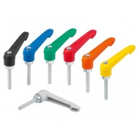 KIPP K1660插件藍(lán)色鈍化鋼可調(diào)節(jié)塑料手柄外螺紋