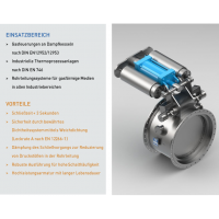 KüHME 安全快閉閥PKIII型，關(guān)閉時間小于3 秒，用于快速關(guān)閉氣體介質(zhì)